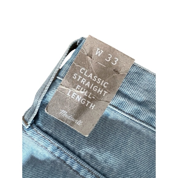 NWT Madewell Classic Straight Full-Length Jeans in Fitzgerald Wash Size 33 - Picture 8 of 9